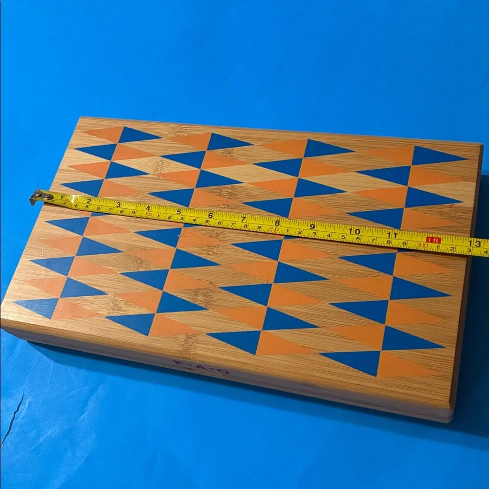 Wooden Backgammon Set - Blue & Natural Checkers